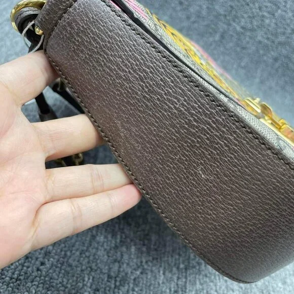 100% Authentic GUCCI Padlock Brown Bengal Canvas Shoulder Bag - Picture 4 of 15